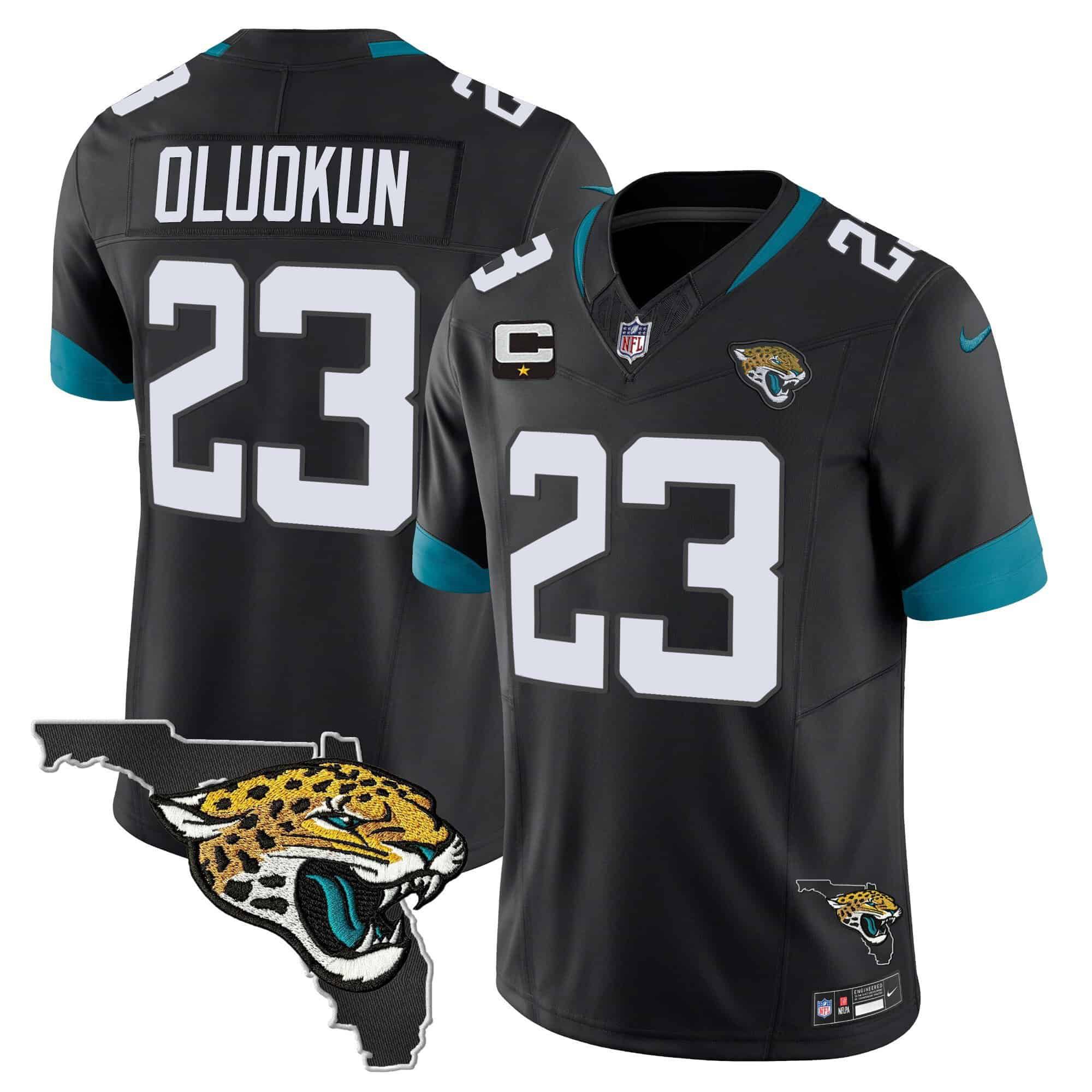 Men Jacksonville Jaguars #23 Oluokun Black 2024 Nike Florida Patch Vapor NFL Jersey style 1->indianapolis colts->NFL Jersey